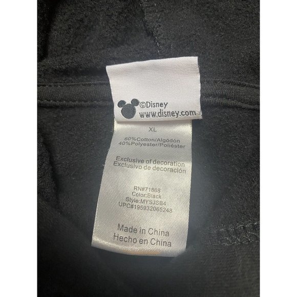Disney Mickey Mouse Women's XL. Black‎ Hoodie Embroidered Flowers. - Picture 5 of 9